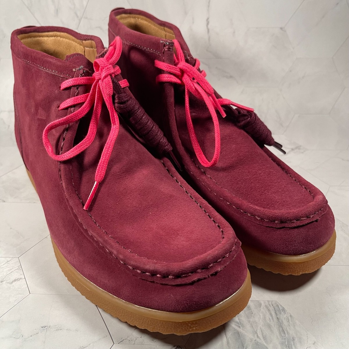 NWOT Hush Puppies Mens Bridgeport Wine Red Suede Chukka Boots US Size 13 Hush Puppies Mens Bridgeport Wine Red Suede Chukka Boots US  main image 2