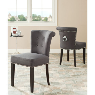 SAFAVIEH Sinclair 21''H Ring Chair Set of 2 Silver Nail Head | Grey |