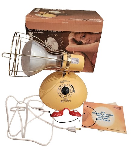 PHILIPS 日焼けマシン「HB406」フィリップス ＆ GENERAL ELECTRIC社（GE社）DELUXE SUNTANNER「RSK6A」Time-A-Tan Vintage GE General Electric Deluxe Time A Tan Sun Lamp RSK-6A Bulb