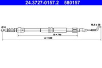 ATE Handbremsseil L/R FüR Transporter T4 1.9D-2.8 07.90-06.03 VW OE 7D0609701