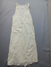 Amadi Sleeveless V-Neck Twist Front Midi Dress L Ivory Cotton Gauze Boho Casual