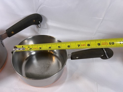 VTG Pre-1968 3 pc Set Revere Ware Copper Bottom 5.5 & 7’’ Saucepans 1 Lid - Picture 23 of 24
