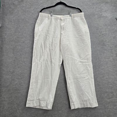 VINTAGE GAP Factory Store Women Pants 12 White Linen Button 24'' Inseam