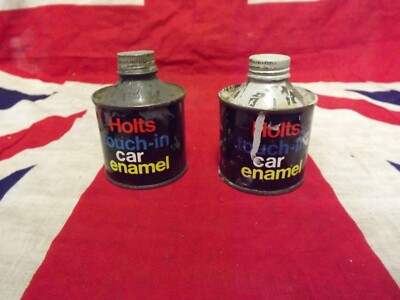 2 x Vintage Holts  Paint Touch In  Tin  Automobilia. Collectable shelf E428