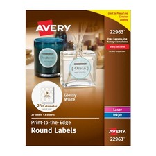 Avery Print to Edge Oval Labels 2-1/2 Dia. Gl...