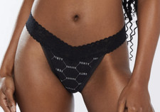 SAVAGE X FENTY Cotton Essential Logo Black String Thong Panty Womens Sz S M L XL