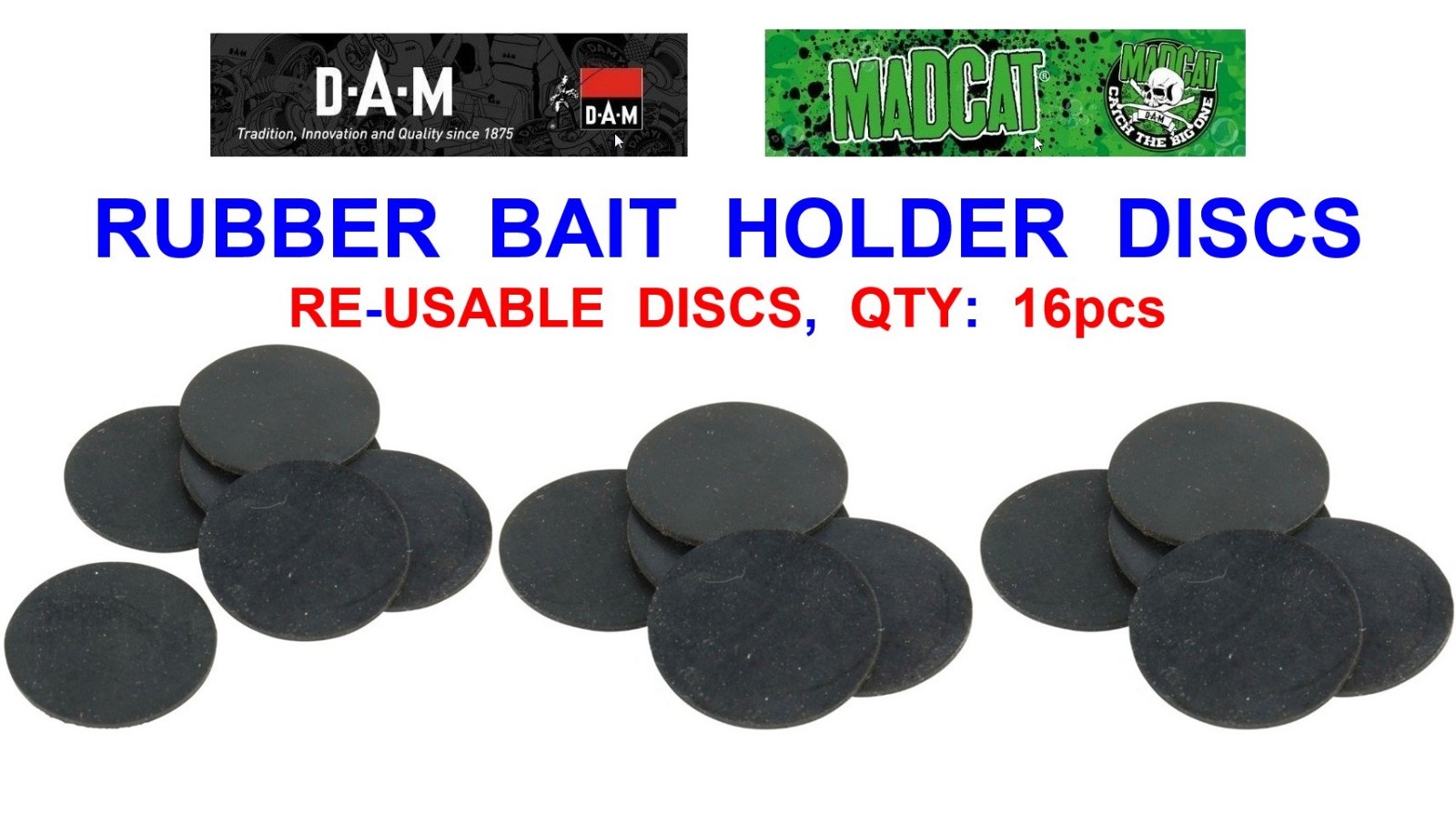DAM MADCAT CLEAR RUBBER BAIT HOLDER DISCS FOR PIKE FISHING CATFISH DEAD BAIT RIG