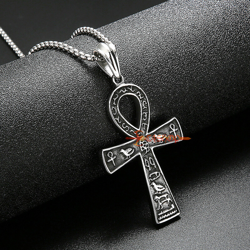 Collana Ciondolo Croce Ankh Acciaio Simbolo Di Antico Egitto Amuleto - Foto 10