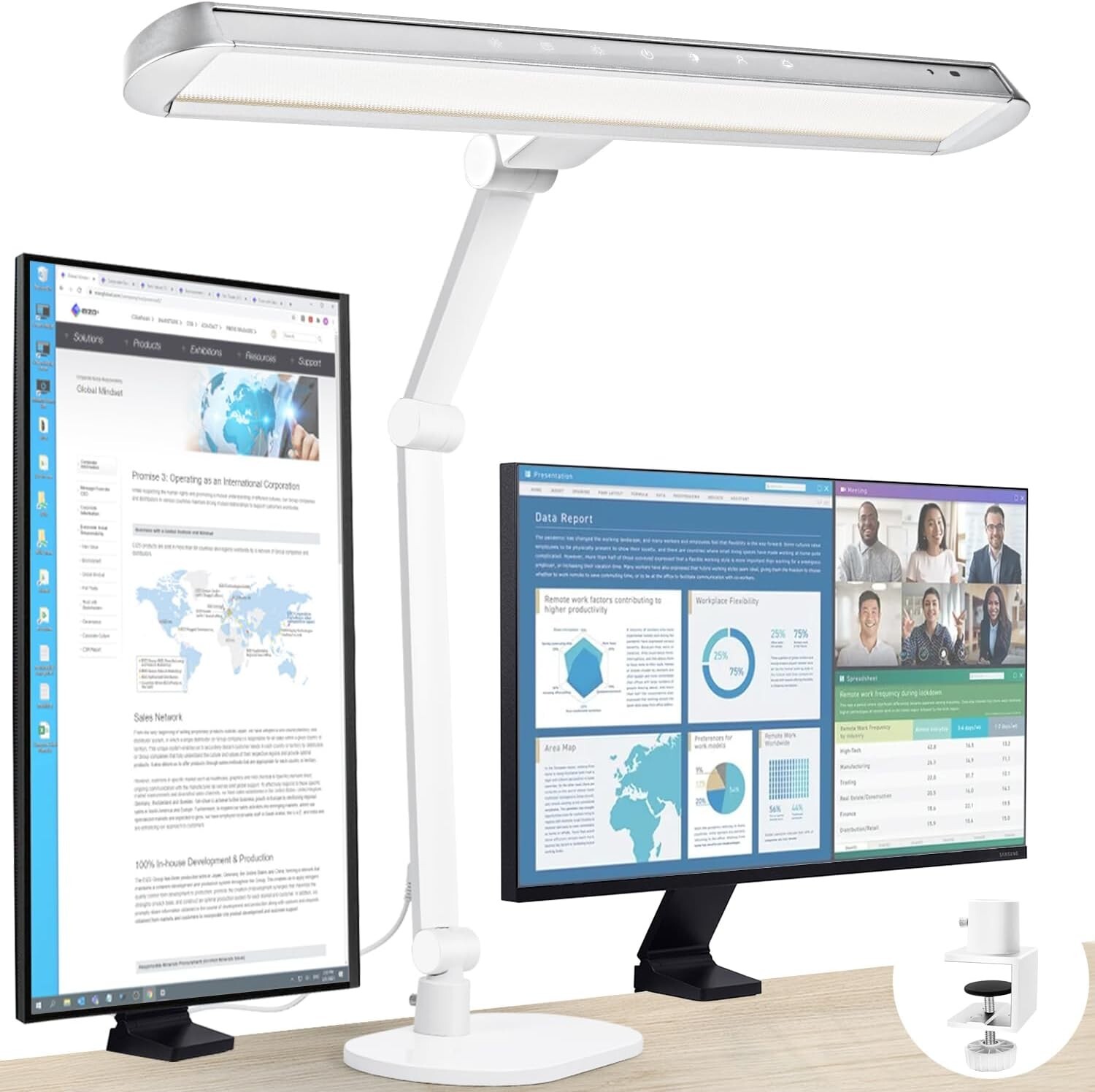 Desk Lamp with Clamp for Home Office, Dimmable Eye-Care Architect Table Lamps wi