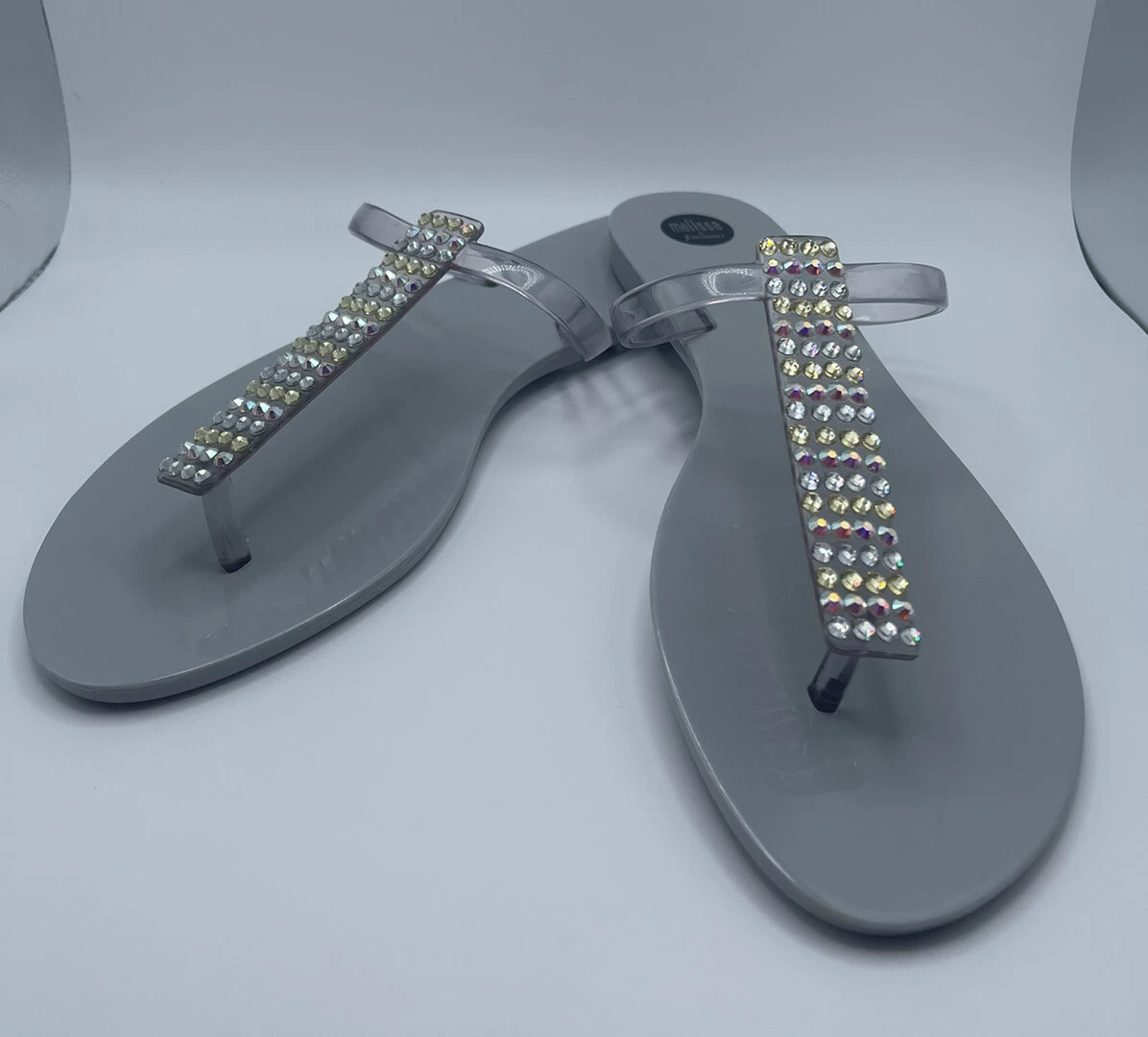 Melissa Harmonic J.Maskrey Women s Swarovski Crystal Flip Flop Sandals Size 10