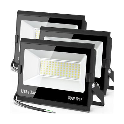 USTELLAR 3 Pack 80W Led Flood Lights Outdoor Bright 24000LM Security Lights O...