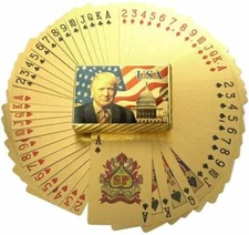 2025 Donald Trump Gold Foil Waterproof Plastic Playing Poker Deck Game Cards