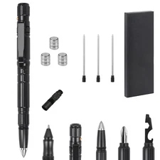 New 11-In-1 Tactical Survival Pen Set, LED Flashlight, Glass Breaker, Ballpoint