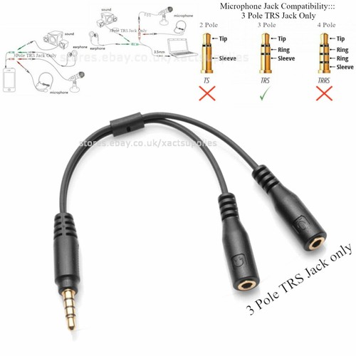 3.5mm AUX Headphone Mic Y Splitter 
