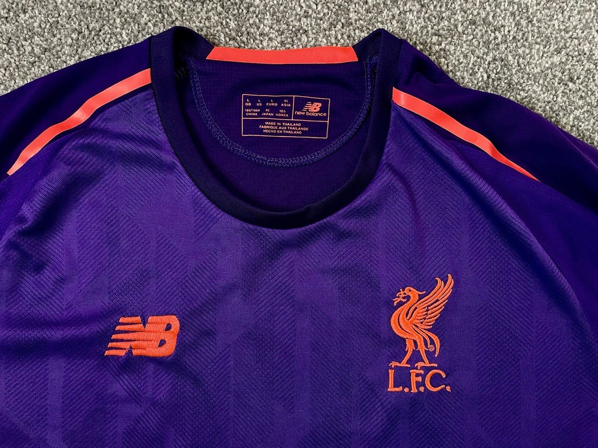 Liverpool FC RARE NO SPONSOR 2018/19 New Balance Purple Away Shirt