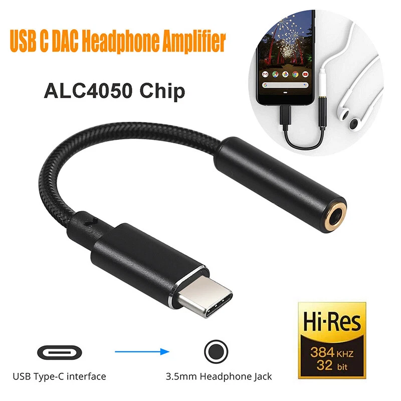 USB Type C to 3.5mm DAC Headphone Amplifier 32Bit 384khz Hi Res A