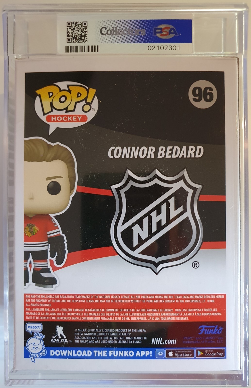 2024 Connor Bedard Funko PSA 9 Figure #96 - Low POP RARE Encapsulated view 4