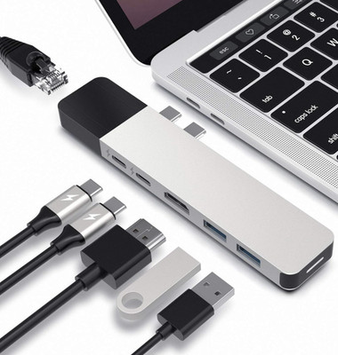 Hyper Drive USB C Hub 6-in-2 Multiport Adapter for MacBook Pro
