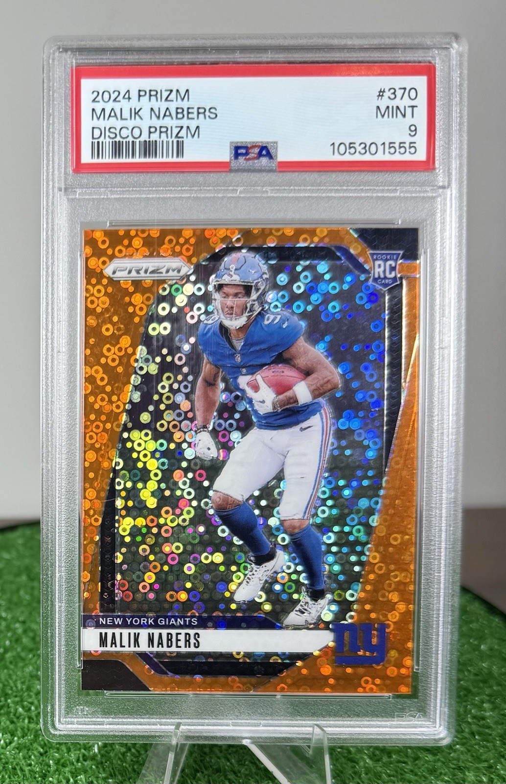 2024 Panini Prizm Rookie - Malik Nabers Orange Disco Prizm PSA 9 #370 RC Giants