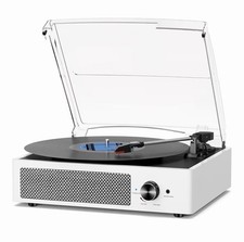 M49 White Vinyl Record Player Turntable Bluetooth 3 Speed Built-in Speakers Retr