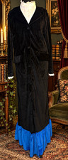 JaC Costumes Victorian Goth Vampire Black Velvet Dress Blue Lace Adult 8-14