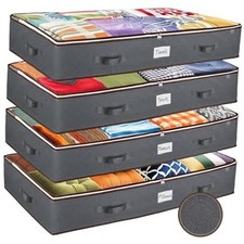 Under Bed Storage Bins - Pack Of 4 Under The Bed Storage Containers 4 Pack Gray