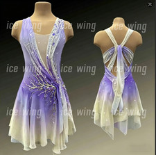 Ice Figure Skating Dress Elasticity Competition Skating Jeweled purple