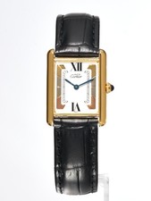 Cartier Tank Trinity Dial 23mm Must de 18K Gold on Silver Quartz Unisex Watch