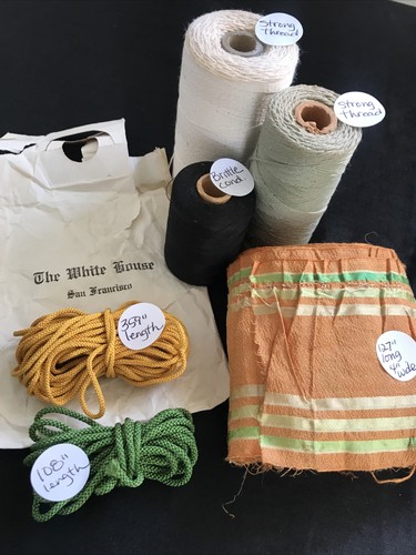 Antique Sewing Notion Lot Thread Spools Cording and Ribbon Vintage