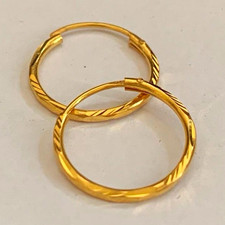 21k Gold Hinged Hoop Earrings