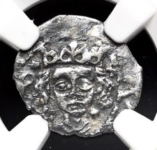 IRELAND. Edward IV, 1471-1483. Silver Penny. Burns S-2, Suns and Roses, NGC XF
