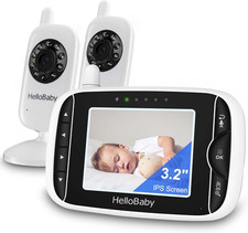 Baby Monitor with 2 Cameras, Baby Monitor No Wifi, Night Vision, 2-Way Audio, Re