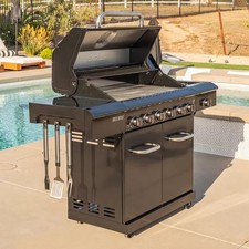 Deluxe Gas BBQ 7 Burner Barbecue Side Grill Premium Stainless Steel UK + Cover