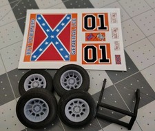 Kit conversione 1/24 1/25 Dukes Of Hazzard General Lee. Decalcomanie Pneumatici Ruote Barra
