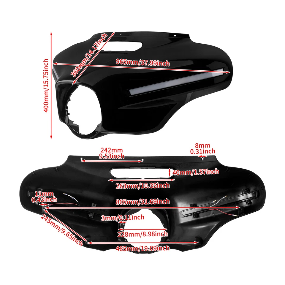 Cubierta de carenado de faros delanteros con luz para Electra Glide Ultra Classical 14-19 Foto 4 de 4