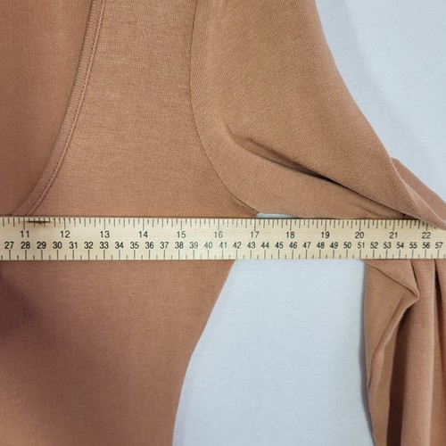 SKIMS PJ Sleep Henley Dress Large Sedona Tan Long Sleeve Stretch Lounge Sexy NEW - Picture 7 of 11