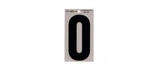 Adhesive House Address Number 0, Reflective Vinyl, Black and Silver, 5 In.