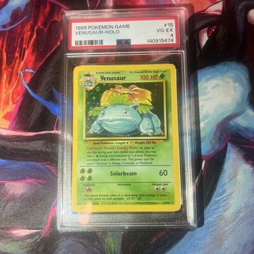 Pokémon TCG Venusaur Base Set Holo Unlimited Rare Card 15/102 1999 PSA 4