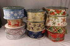 Kirkland Signature Wire - Edged Ribbon Christmas 11 Used Rolls