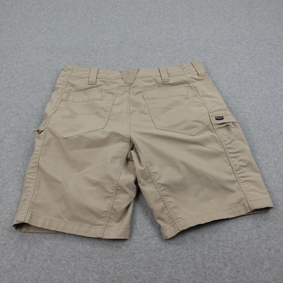 Pantalones Cortos Chinos Tácticos 5.11 Para Hombre Talla 31 Beige Frente Plano Bolsillos Elastizados Logo Foto 3 de 4