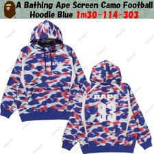 A Bathing Ape Screen Camo Football Hoodie Blue 1m30-114-303