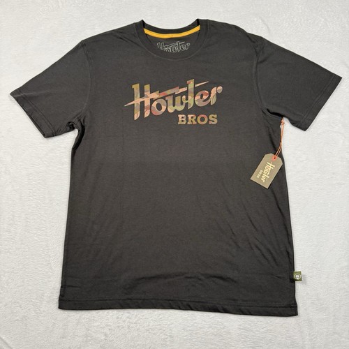 Howler Brothers T-Shirt Herren Medium Antik Schwarz Camouflage Logo Neu mit Etikett