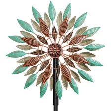 Wind Spinners Outdoor, 360  Metal Windmills for 13.7"W x 64.3"H, Green brown