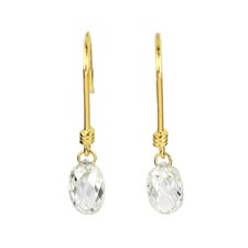 Brand New K18YG String Hole Briolette Cut Diamond Earrings 1.016ct I/J SI1 Hook