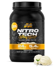 MuscleTech Nitro-Tech Whey Protein Isolate, Vanilla Cream, 2LB - 24g Protein