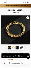 Bling King gold 3d tulip stars and bars bracelet 10inch length