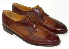 Johnston & Murphy Cellini Mens Size 10M Shoes Oxfords Wingtip 2 Tone Brown New!