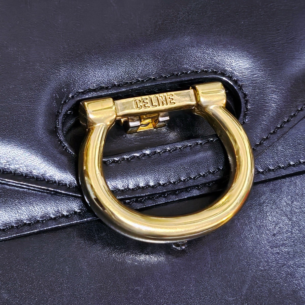 Vintage CELINE Black Leather And Gold Tone Circa 1990 Top Handle Vintage CELINE Black Leather And Gold Tone Circa 1990 Top Handle
