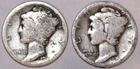 (2) Mercury Dimes - 1917P(Good) 1917S(Good) - #2409AT FREE SHIPPING
