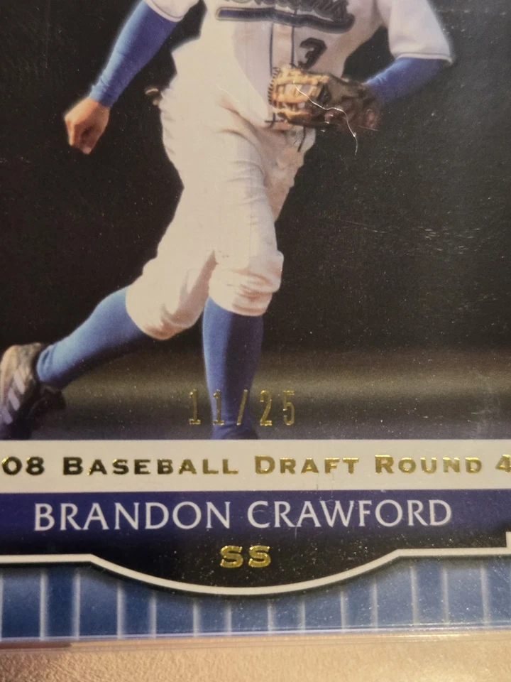 2008 Razor BRANDON CRAWFORD BLUE RC /25 PSA 9 Mint Color Match UCLA SF Giants - Image 2 of 4